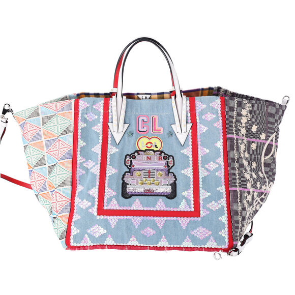 Christian Louboutin Manilacaba Caba Large Tote Motif Embroidered Multicolor - Picture 1 of 10